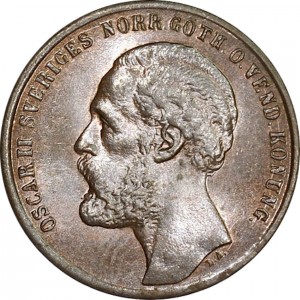 Аверс монеты Швеция, 2 эре, 1873