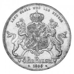 Реверс монеты Швеция, 4 риксдалер риксмюнт, 1861-1870
