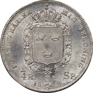 Реверс монеты Швеция, ¼ риксдалера спесие, 1830-1836