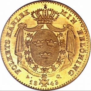 Реверс монеты Швеция, 1 дукат, 1835-1843