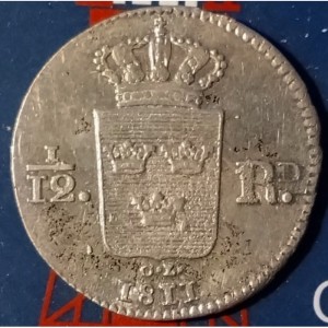 Реверс монеты Швеция, 1/12 риксдалера, 1811