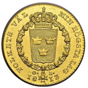 Реверс монеты Швеция, 1 дукат, 1810-1814