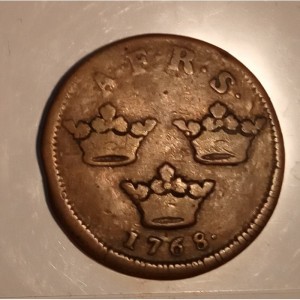 Аверс монеты Швеция, 1 эре, 1768