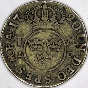Реверс монеты Швеция, 1 марка, 1719-1720