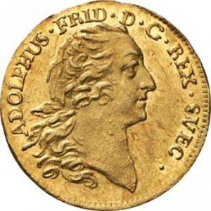 Аверс монеты Швеция, ¼ дуката, 1754-1755