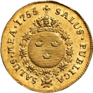 Реверс монеты Швеция, ¼ дуката, 1754-1755