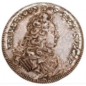 Аверс монеты Швеция, 1 риксдалер, 1723, Бюст на аверсе не разделяет легенду