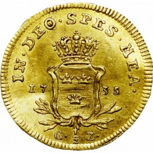 Реверс монеты Швеция, ½ дуката, 1735-1738
