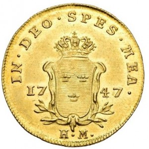 Реверс монеты Швеция, 1 дукат, 1734-1747