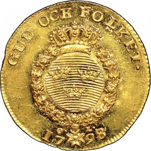 Реверс монеты Швеция, 1 дукат, 1796-1798
