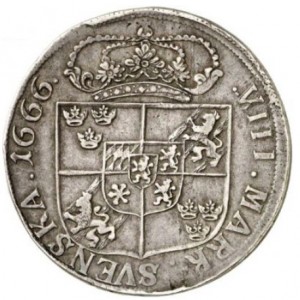 Реверс монеты Швеция, 8 марок, 1666