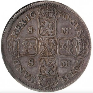 Реверс монеты Швеция, 8 марок, 1670