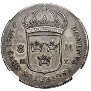 Реверс монеты Швеция, 8 марок, 1700-1704