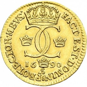 Реверс монеты Швеция, 1 дукат, 1677-1695