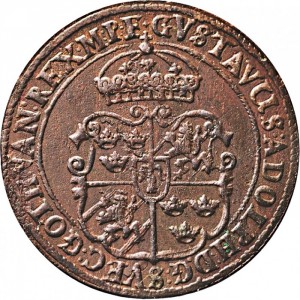 Аверс монеты Швеция, 1 эре, 1627, Грифон с крыльями вниз на реверсе