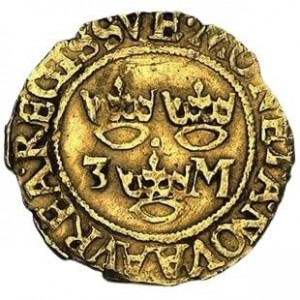 Реверс монеты Швеция, 3 марки, 1590