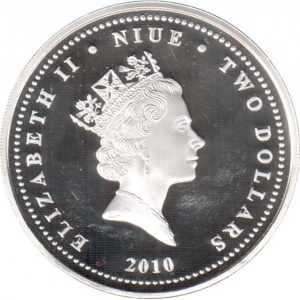 Аверс монеты Ниуэ, 2 доллара, 2010