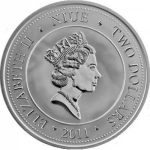 Аверс монеты Ниуэ, 2 доллара, 2011