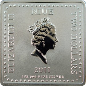 Аверс монеты Ниуэ, 2 доллара, 2011