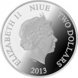 Аверс монеты Ниуэ, 2 доллара, 2013