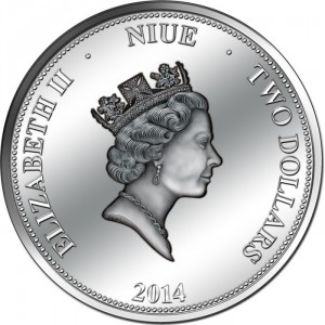 Аверс монеты Ниуэ, 2 доллара, 2014