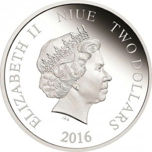 Аверс монеты Ниуэ, 2 доллара, 2016