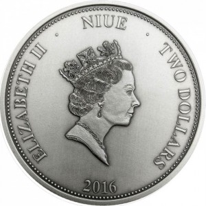 Аверс монеты Ниуэ, 2 доллара, 2016