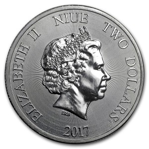 Аверс монеты Ниуэ, 2 доллара, 2017, Большая панда