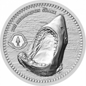 Реверс монеты Ниуэ, 2 доллара, 2017, Мегалодон