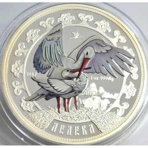 Реверс монеты Ниуэ, 2 доллара, 2017, Обереги украинского народа - Аист