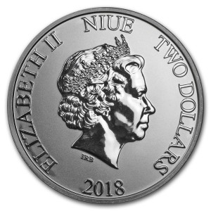Аверс монеты Ниуэ, 2 доллара, 2018, Китайский гороскоп - Год собаки /Три собаки/