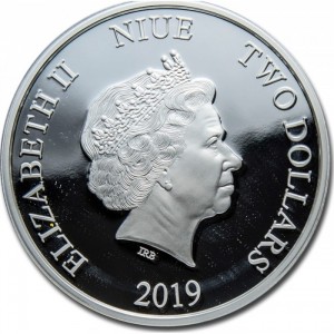 Аверс монеты Ниуэ, 2 доллара, 2019, Маппеты - Медведь Фоззи