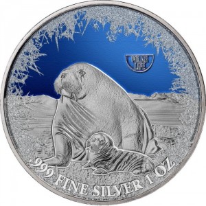 Реверс монеты Ниуэ, 2 доллара, 2019, Полярная жизнь - Морж