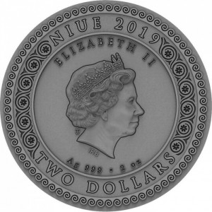 Аверс монеты Ниуэ, 2 доллара, 2019, Богини - Артемида