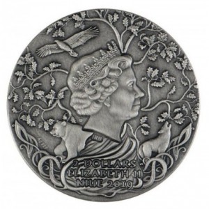 Аверс монеты Ниуэ, 2 доллара, 2019, Боги славян - Святовит