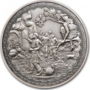 Реверс монеты Ниуэ, 2 доллара, 2019, Тысяча и одна ночь - Али-Баба и сорок разбойников