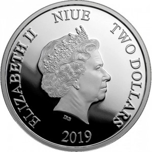 Аверс монеты Ниуэ, 2 доллара, 2019, Микки Маус и карнавал друзей - Дональд Дак