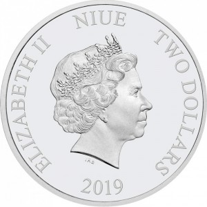 Аверс монеты Ниуэ, 2 доллара, 2019, Король Лев - Симба и Нала