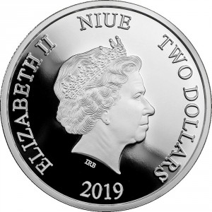 Аверс монеты Ниуэ, 2 доллара, 2019, Любовь бесценна - Голубые птицы