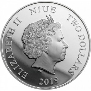 Аверс монеты Ниуэ, 2 доллара, 2019, 100 лет коту Феликсу