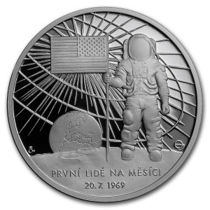 Реверс монеты Ниуэ, 2 доллара, 2019, Первые люди на Луне