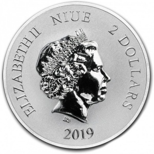 Аверс монеты Ниуэ, 2 доллара, 2019, Небесные животные - Зеленый дракон