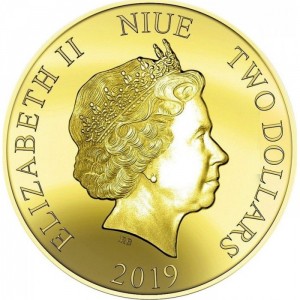 Аверс монеты Ниуэ, 2 доллара, 2019, 50 лет битве при Бинь Ба