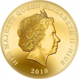 Аверс монеты Ниуэ, 2 доллара, 2019, 105 лет битве у Кокосовых островов