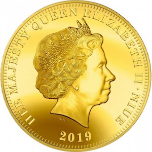 Аверс монеты Ниуэ, 2 доллара, 2019, 75 лет прорыву у Коура