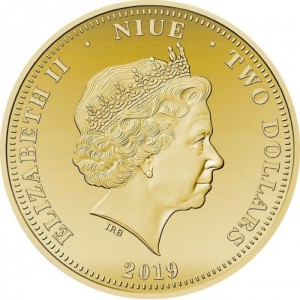 Аверс монеты Ниуэ, 2 доллара, 2019, 90 лет лошади Фар Лэп