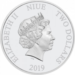 Аверс монеты Ниуэ, 2 доллара, 2019, Звёздные войны - Солдат-клон