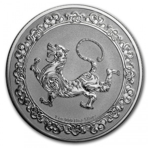 Реверс монеты Ниуэ, 2 доллара, 2019, Небесные животные - Белый тигр