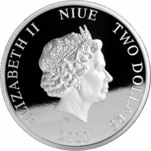 Аверс монеты Ниуэ, 2 доллара, 2020, Верный друг /спасибо/