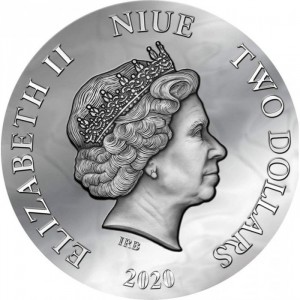 Аверс монеты Ниуэ, 2 доллара, 2020, Капли дождя - Лотос
